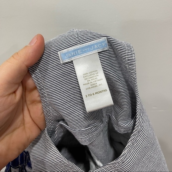 Janie And Jack Stripe Cotton Overall Shortalls Size 3-6 month - Picture 6 of 6